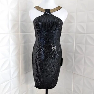 Vintage Y2K Niteline Sequin Bead Cocktail Dress Roufogali Stretch Bodycon 10 - Picture 1 of 15