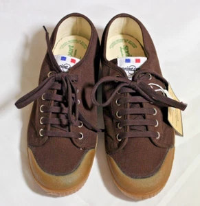 WOMENS SPRING COURT DEPUIS G2 W BACHETTE CAOUTCHOUC CHOCOLATE GUM CANVAS SNEAKER - Picture 1 of 7