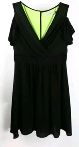 Andrew Marc Marc New York schwarz V-Ausschnitt drapiert Cold Shoulder Kleid Gr. 8 - Bild 1 von 2