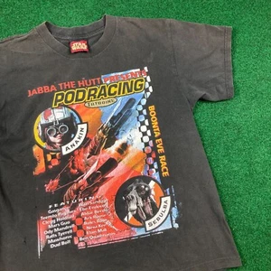 Vintage Star Wars Shirt Boys L Black 1999 Podracing Phantom Menance Movie Promo - Picture 1 of 15
