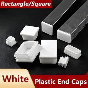 Rectangle/Square Plastic White Blanking End Caps Tube Pipe Inserts Plug Bungs - Picture 1 of 61