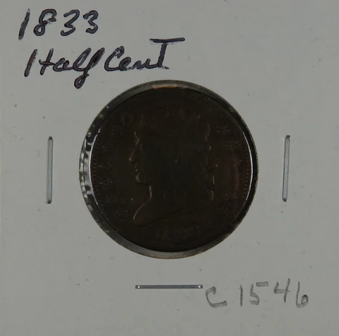 C1546 United States Half Cent 1833 Cover