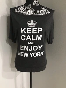 Damen-T-Shirt KEEP CALM and ENJOY NEW YORK NY NYC Strass Tee USA Reisen - Bild 1 von 6