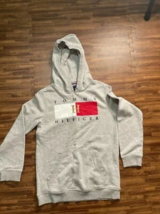 Tommy Hilfiger Kids Boys Hoodie Gray Logo Front Size XL (16) - Picture 1 of 4
