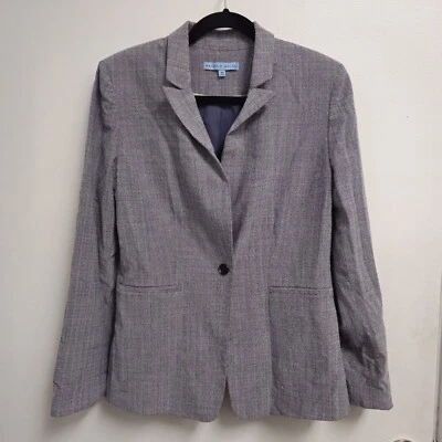 Blazer Antonio Melani Talla 10 Un Botón Grande Color Azul Gris Foto 1 de 4