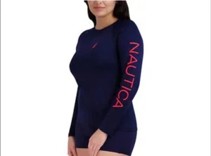 NAUTICA UPF 30+ Pullover Long Sleeve Rash Guard Size Large Dark Blue - Picture 1 of 2