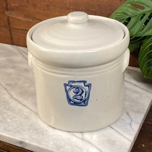 Vintage Pfaltzgraff Yorktowne Castle Mark Blue Numbered 2 Canister Crock w/ Lid - Picture 1 of 9