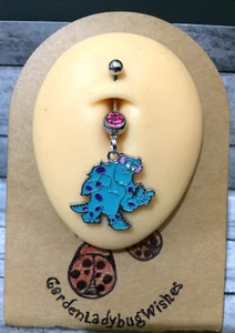 Sulley Sullivan From MONSTERS Inc. Enamel Dangle Belly Button Ring Body Jewelry - Picture 1 of 1