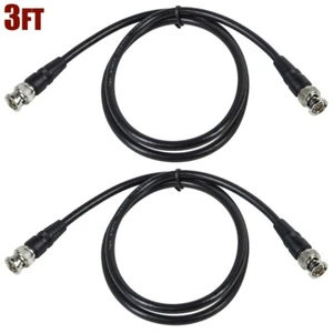 2 Pcs 3FT BNC Male to Male RG59U Coax Coaxial Connector Cable CCTV Camera 75 Ohm - Picture 1 of 2