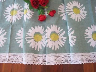 RRPAU $28@Последний красивый цветок ромашки белый крючком кружева зеленый хлопок кафе занавески - Изображение 1 из 4