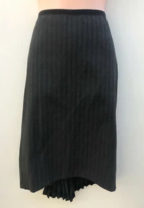 REVIEW Grey Wool Pin Stripe Pencil / Career Skirt Pleat Fishtail Back Detail 8 - Picture 1 of 8