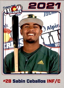 2021 San Jacinto Gators Juco Cards 6 Sabin Ceballos Puerto Rico Baseball Academy