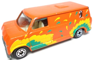1981 YATMING #1501 FORD ECONOLINE ORANGE 1:64 DIECAST 2.75" VAN W YELLOW & GREEN - Picture 1 of 6