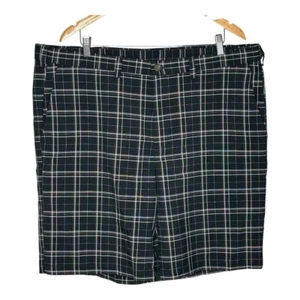 Haggar Plaid Shorts Golf Casual Flat Front Black Men Size 42 - Picture 1 of 8