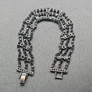 Pulsera Monet De Colección Gunmetal Negro Estrás 7" Cadena Rectángulo Cuadrado Círculo - Imagen 1 de 18