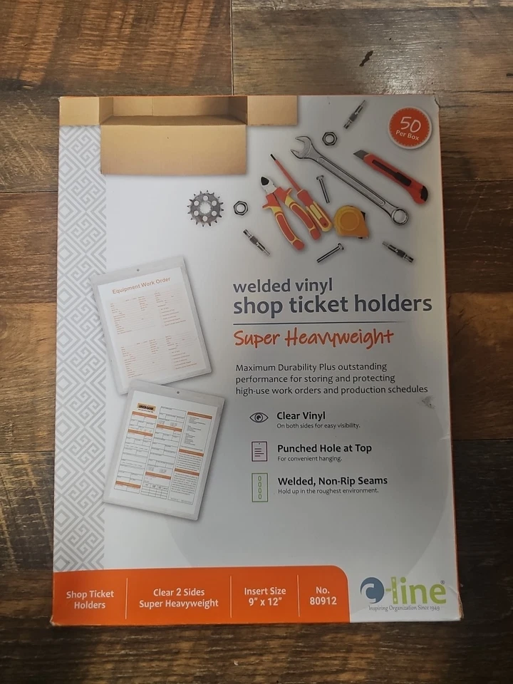 Caja de 50 porta boletos de tienda de vinilo transparente C-Line 80912 con tapa perforada Foto 1 de 1