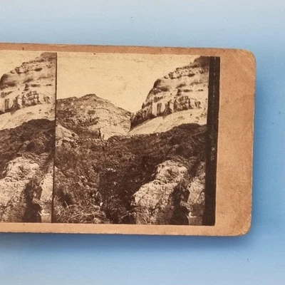 Isle Of Wight Stereoview C1880 Real Photo Hampshire The Blackgang Chine Hills - Image 1 of 3