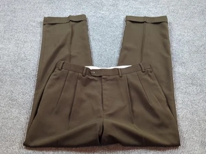 Lauren Ralph Lauren Pants 36x31 Brown Chino Pleated Cuffed LRL Business Preppy - Picture 1 of 10