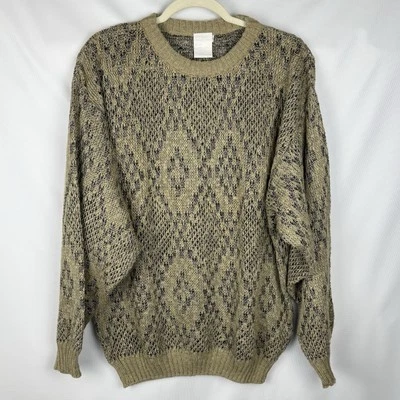 Suéter De Colección Italia Tejido 3D Estilo L Coogi Mezcla de Lino Texturizado Bronceado Abuelo Cosby Foto 1 de 4
