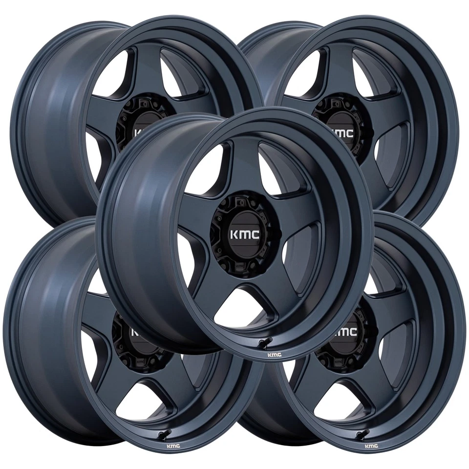 (Set of 5) KMC KM728 Lobo 17x8.5 5x5" -10mm Blue Wheels Rims 17" Inch Foto 1 de 4