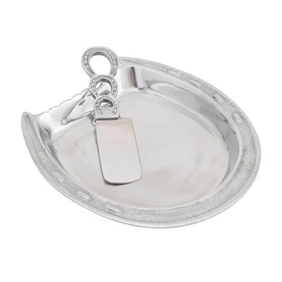 Horseshoe Shaped Cheese Plate with Knife - Image 1 of 4