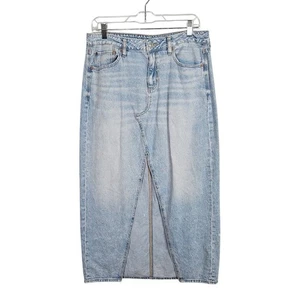 AMERICAN EAGLE Denim Maxirock Jeans HELLE WASCHUNG BLAU Größe 8 niedriger Bund lang Retro - Bild 1 von 9