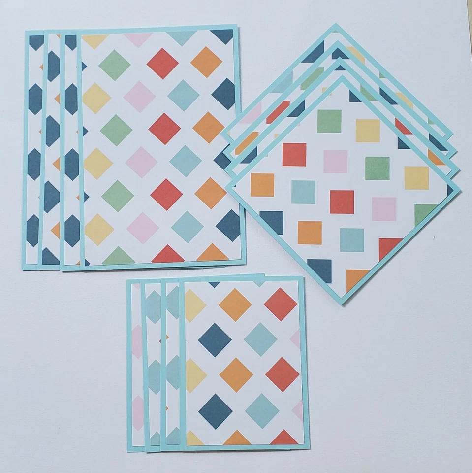 Premade Scrapbook Mat Set [12 pc] Abstract Diamonds #13 Foto 1 de 1