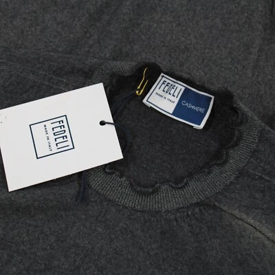 Suéter Fedeli Nuevo con Etiquetas 100% Cachemira Delgado Cuello Redondo Talla 50 EE. UU. M Verde Gris Oscuro Foto 1 de 4