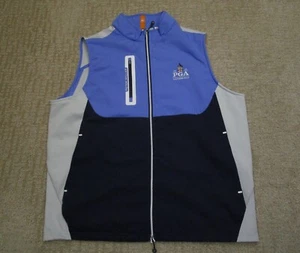 Chaleco Peter Millar Hombres Grande Azul Negro Cremallera Completa Rendimiento PGA Golf Tour Golfista - Imagen 1 de 10