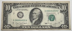 1990 $10 Ten Dollar Bill Federal Reserve Note Chicago IL Vintage Old Currency - Picture 1 of 6