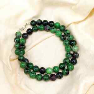 Ruby Zoisite Round Beads Natural Ruby Gemstone Necklace Handmade Choker Jewelry