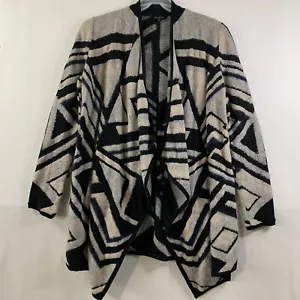 Lucky Brand Pullover Damen M schwarz blau geometrisch aztekisch drapiert gemütlich Outdoor Hütte - Bild 1 von 13