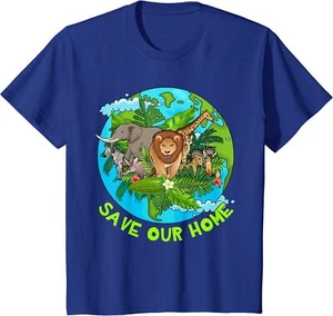 Save Our Home Animals Earth Day Planet Anniversary Youth Unisex T-shirt - Picture 1 of 8