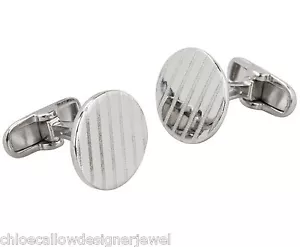Sterling Silber Manschettenknöpfe rund mit Motor gedrehte Linie Design Cuff Link - Bild 1 von 1