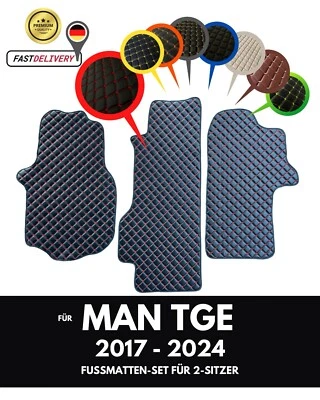 Floor Mats to fit MAN TGE 2017-2024 Leather Floor Quilted 3 Piece Set Leather - Image 1 of 4