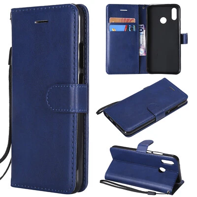 For Huawei Y7 Y5 Y9 Y5P Y6P Solid Luxury PU Leather Flip Wallet Case Phone Cover - Image 1 of 4