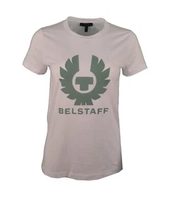 Belstaff Women's T-Shirt 'Mariola' White Green Phoenix Logo Size Medium Large - Picture 1 of 4