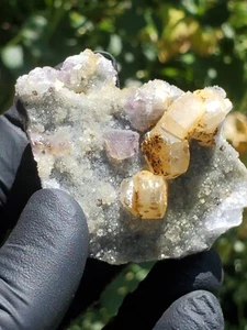 Golden Calcite , amethyst  Crystal Mineral Specimen 56g - Picture 1 of 10