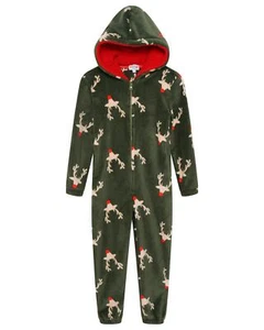 Loungeable Forest Reindeer 1Onesie Kids All In One Pyjamas 041024 Green - Picture 1 of 4