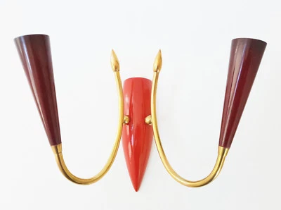 Impresionante Aplique Doble Pared 1950 Vintage Rockabilly Latón y Chapa 50S Foto 1 de 4