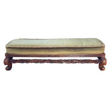 Long Carved Walnut Foot Stool or Pet Bed, Ca. 1910