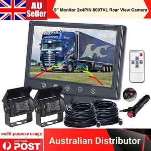 9" Monitor 2x4PIN 800TVL Rear View Reversing Camera 10m Kit For Truck Caravan Rv - Picture 1 of 17