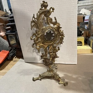 1700’S GILT METAL POCKET WATCH HOLDER WITH CHERUBS, ROOSTER & OWL. - Picture 1 of 11