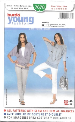 Burda Young Fashion Sewing Pattern # 7678 Misses Shirt and T-Shirt Sizes: 10-22 - Image 1 of 2