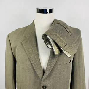 Hugo Boss 44L Einstein Alpha Suit 36 x 27 Pleated Beige Herringbone Three Button - Picture 1 of 12