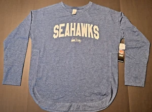 NEW Seattle Seahawks Mens Long Sleeve Sleep Shirt Heather Blue size L Soft Comfy - Picture 1 of 5