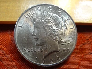1924 United States Silver Peace Dollar $1 Lot D - No Reserve - Free S&H USA - Foto 1 di 3