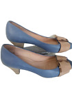 Hispanitas Women's Shoes Size 41EU Blue Beige Leather Heeled Bow detail Elegant