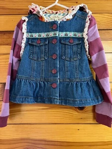 Matilda Jane Labyrinth Jacket EUC Denim Hooded Vest Once Upon A Time Size 4 - Picture 1 of 3