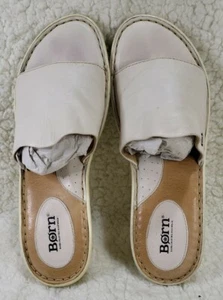 Pantuflas de cuña blancas de cuero Born W0166l5 talla 10 (42) - Imagen 1 de 5